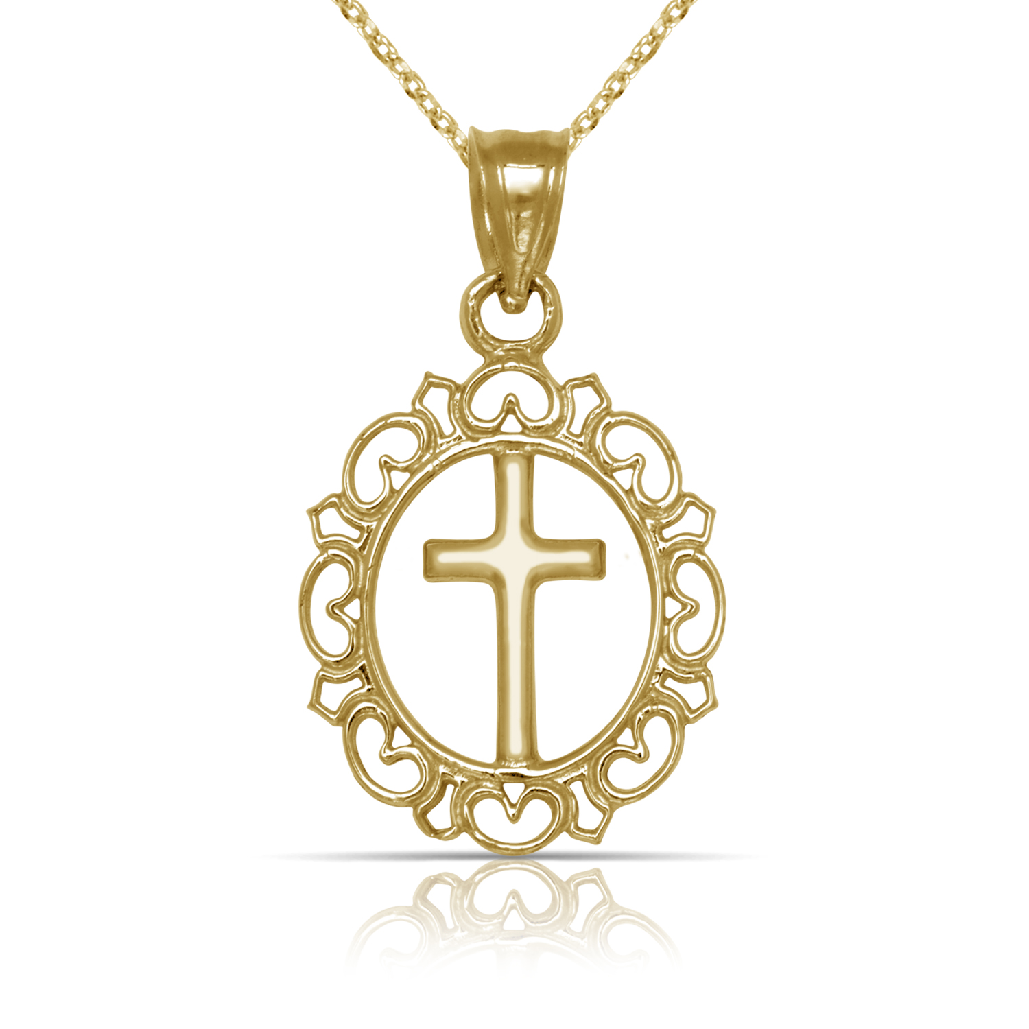 
14k Yellow Gold Framed Cross Pendant
