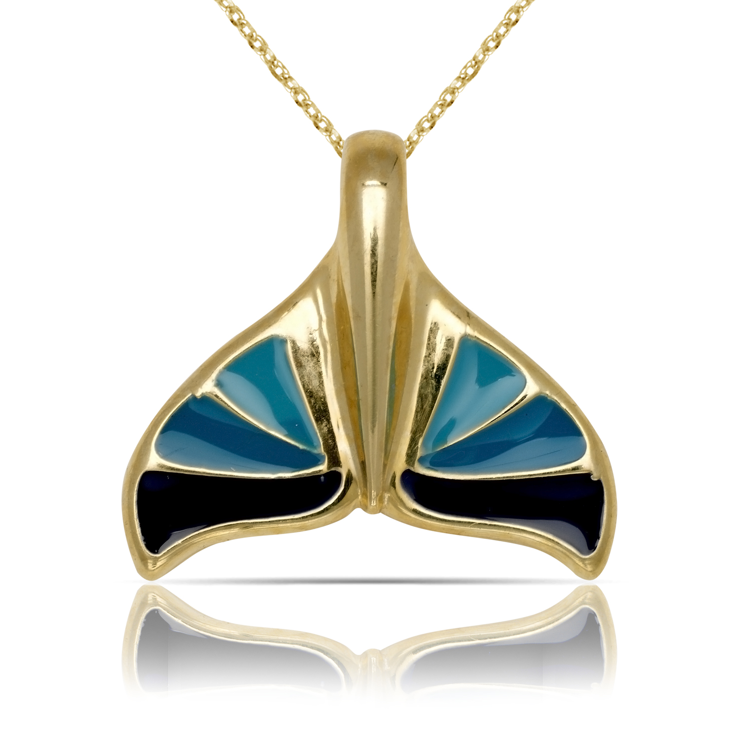 
14k Yellow Gold Enamel Whale Tail Pendant
