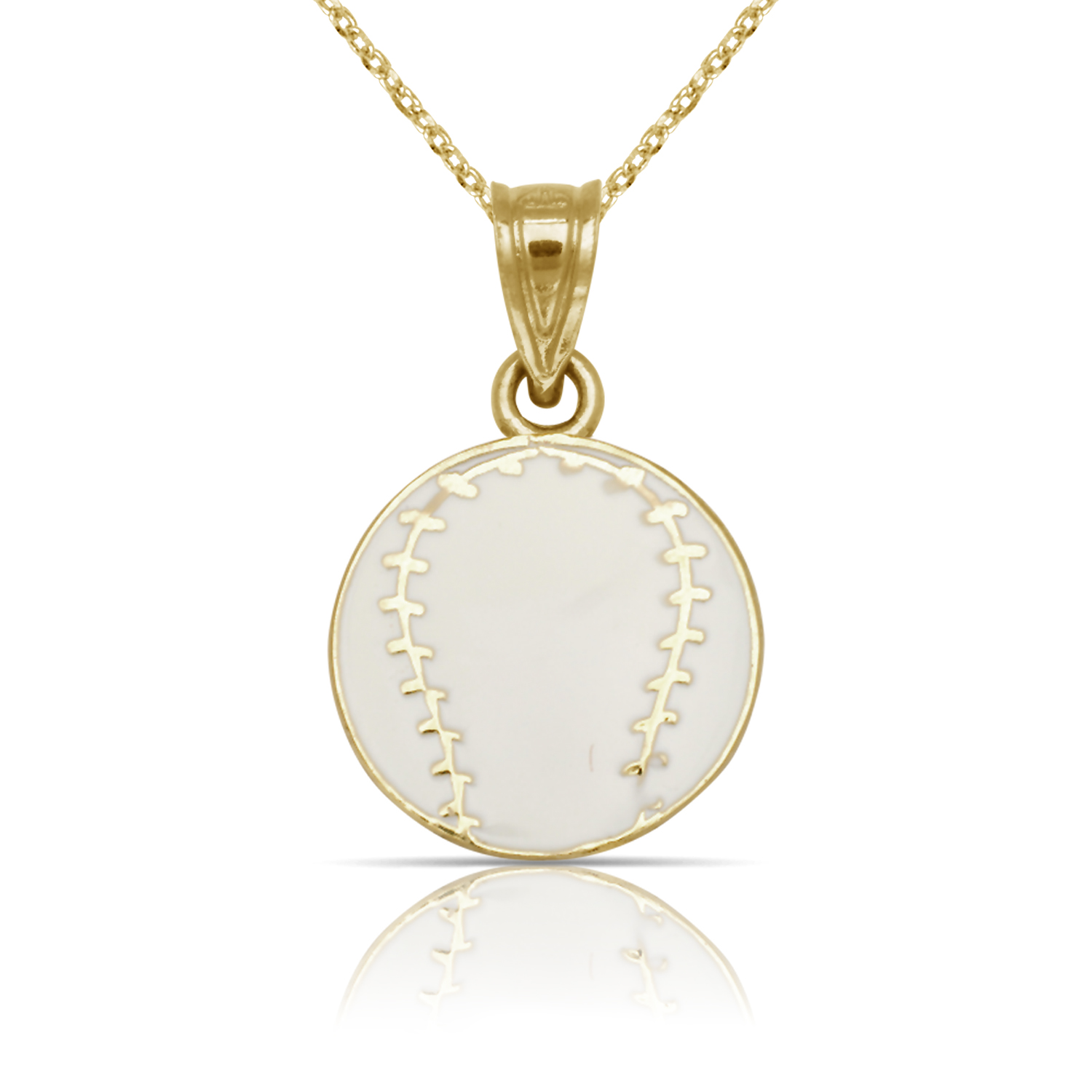 
14k Yellow Gold Enamel Baseball Pendant
