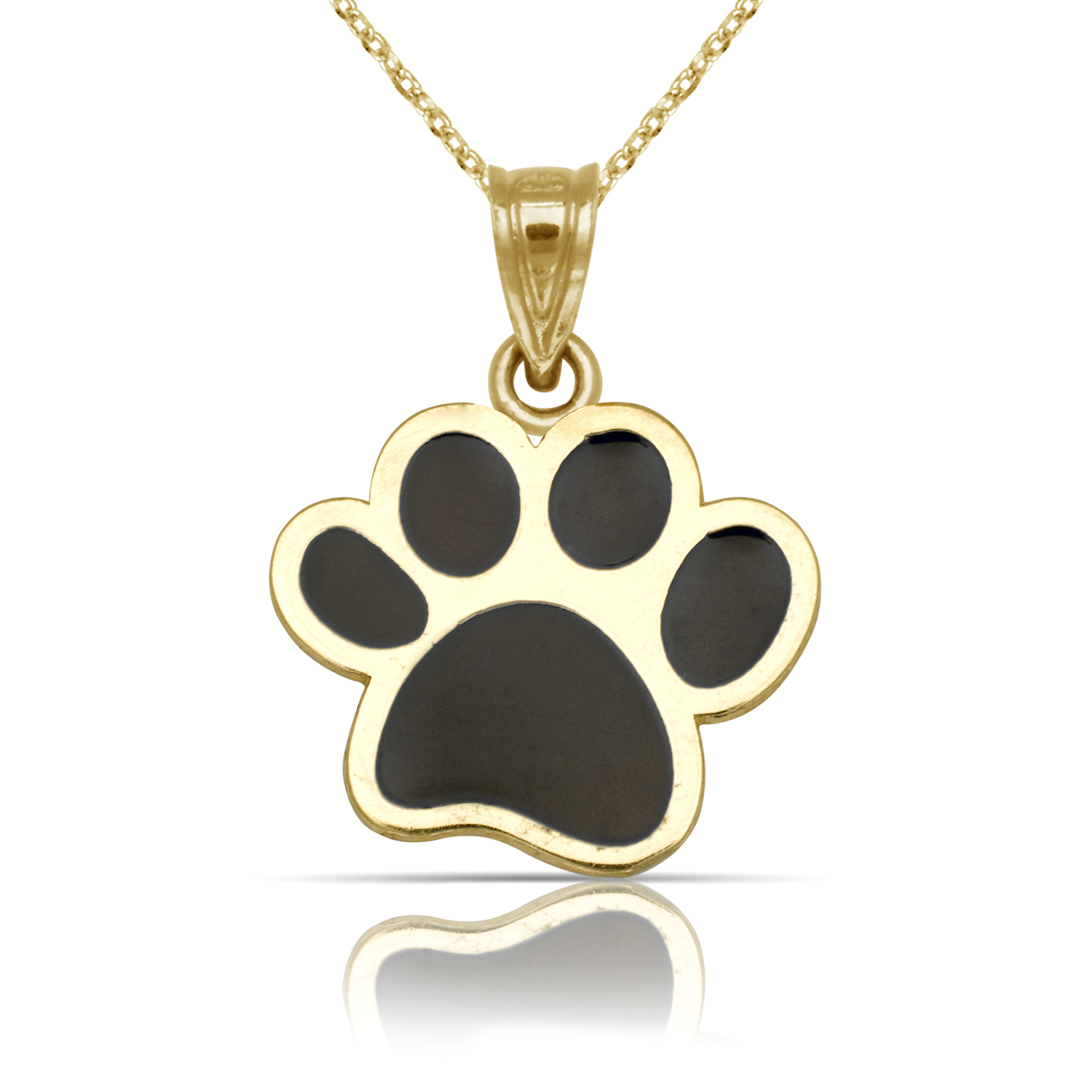 
14k Yellow Gold Blue Enamel Paw Print Pendant
