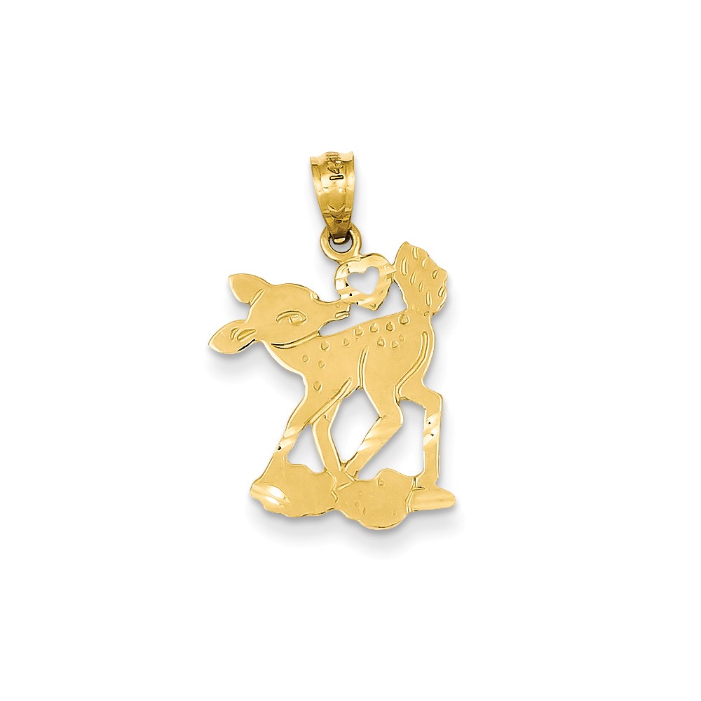 
14k Yellow Gold Fawn with Heart Pendant
