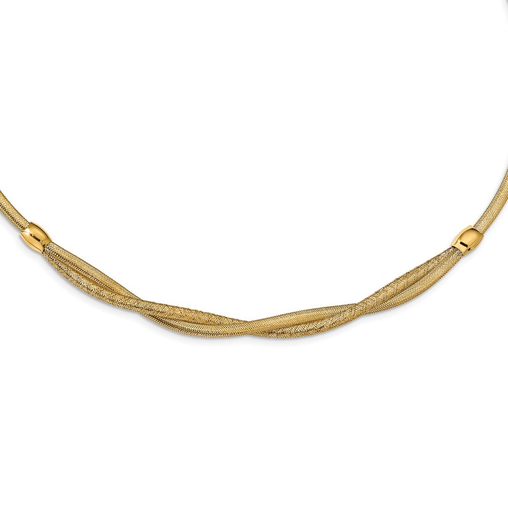 18” Flat 7mm 18KY Gold Mesh Necklace