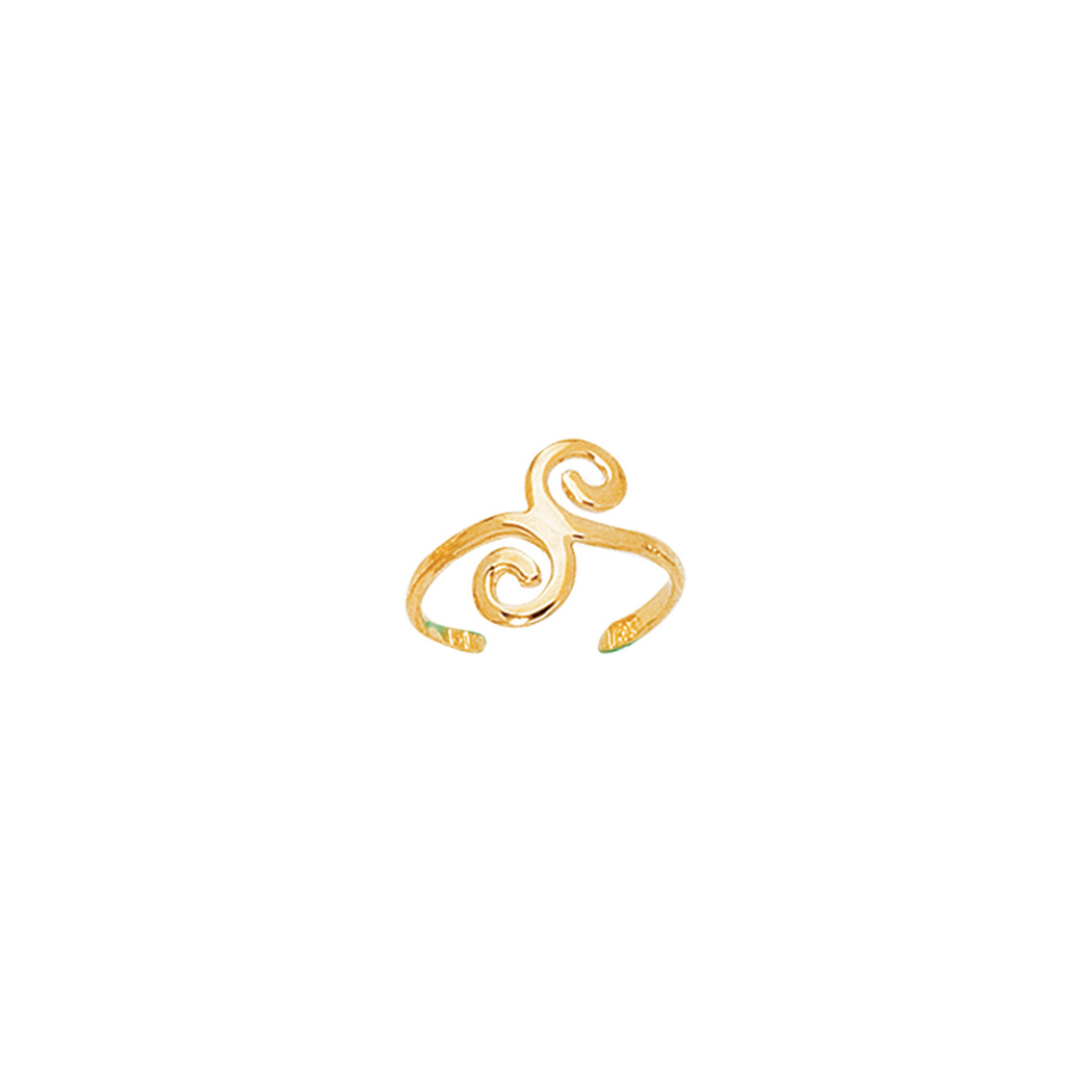 
14k Yellow Gold Shiny Cuff Type Fancy Toe Ring With Swirl
