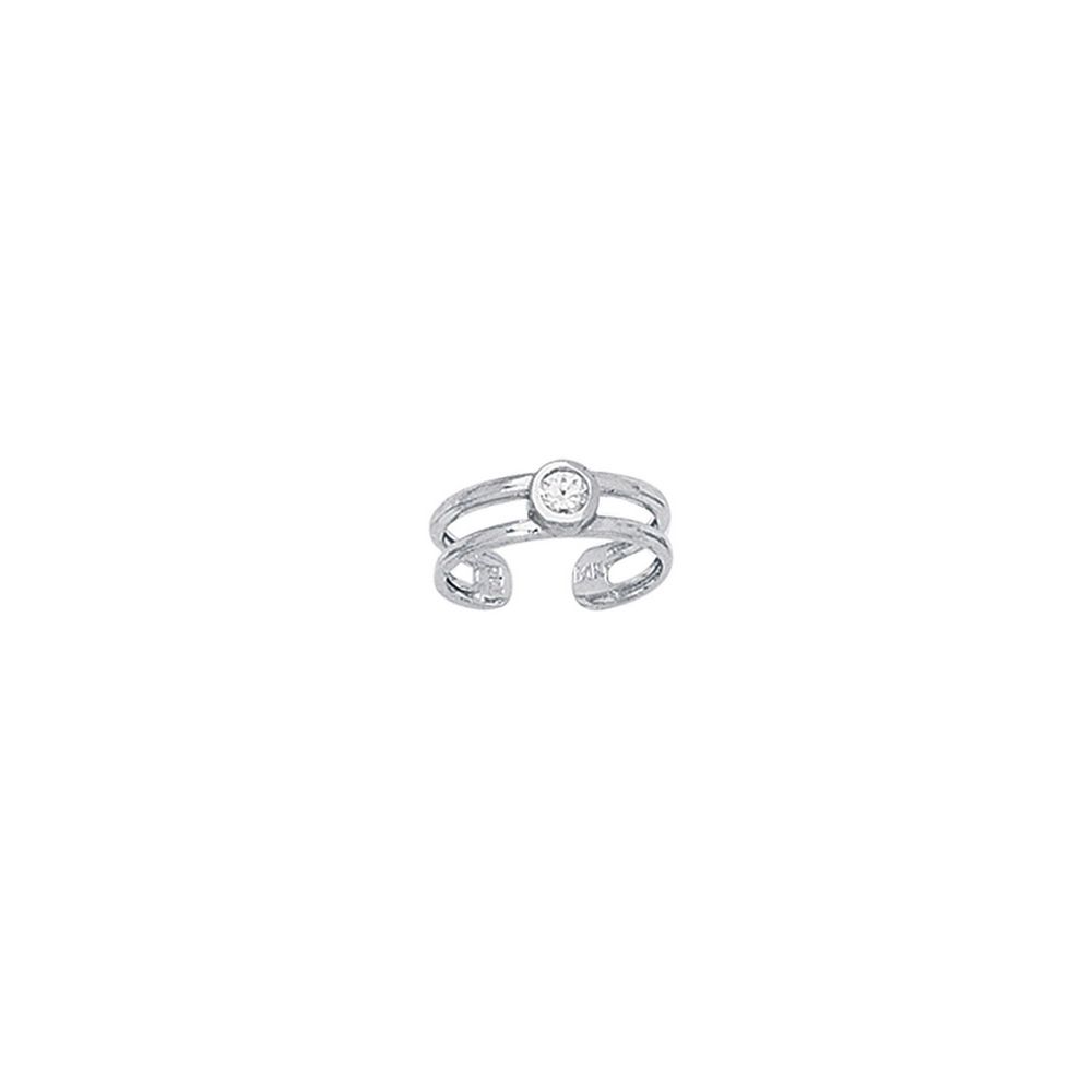 
14k White Gold Bezel Round Cubic Zirconia Toe Ring
