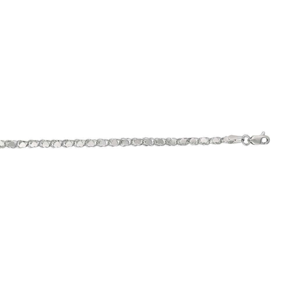 
14k White Gold 2.9mm Sparkle-Cut Heart Chain With Lobster Clasp Bracelet - 5.5 Inch
