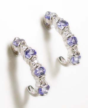 
Tanzanite and Diamond J Hoop Earrings
