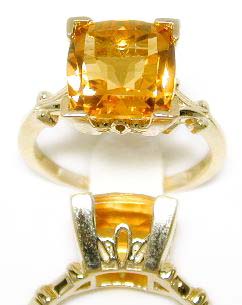 
Cushion-cut Citrine Solitaire Ring
