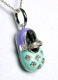 
Diamond and Enamel Baby Shoe Pendant
