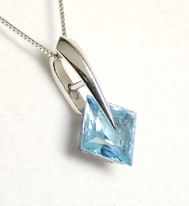 
Princess Blue Topaz Tension-set Pendant
