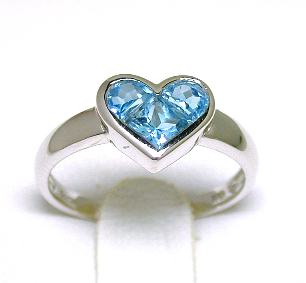 
Invisible Set Blue Topaz Bezel Heart Ring
