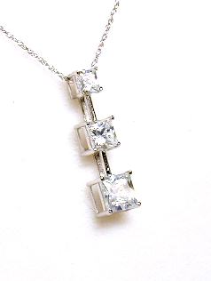 
Three Stone Princess Cubic Cubic Zirconia Pendant
