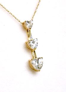 
Three Stone Heart Shaped Cubic Cubic Zirconia Pendant
