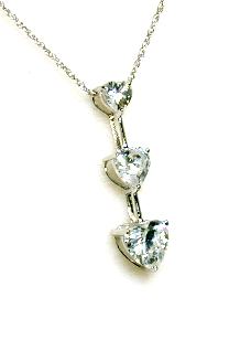 
Three Stone Heart Cubic Cubic Zirconia Pendant
