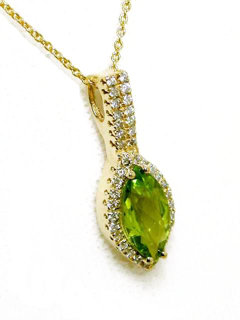 
Marquise Peridot and Diamond Art Deco Pendant
