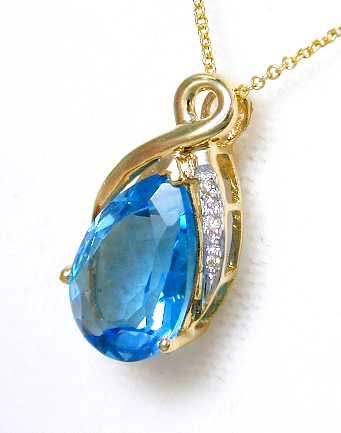 
Bold Pear Blue Topaz and Diamond Pendant
