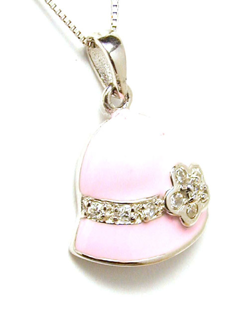 
Enamel Pink and Cubic Zirconian Bell Charm Pendant
