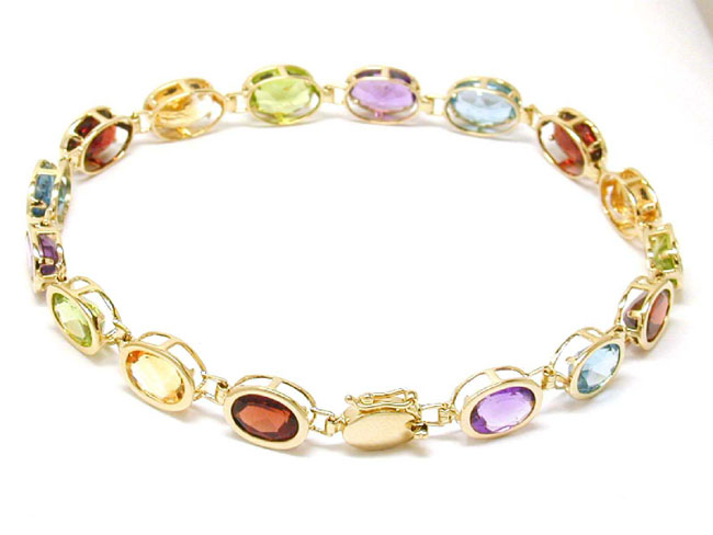 
Bezel set Multi Gemstone Line Bracelet
