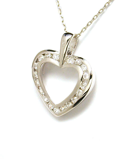 
Channel-set Cubic Zirconia Cubic Zirconia Open Heart Pendant
