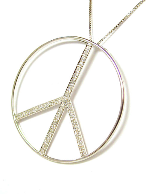 
Trendy Bold Diamond Peace Sign Pendant
