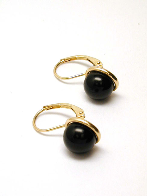 
Simulated Onyx Ball Eurowire Earrings
