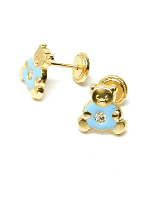 
Blue Teddybear Enamel Childrens Screw-Back Earrrings
