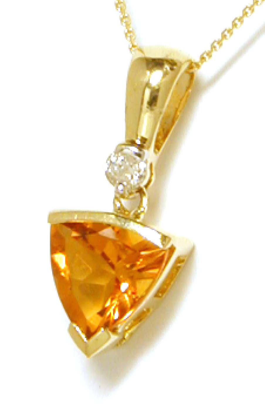 
Trilliant Citrine and Diamond Pendant
