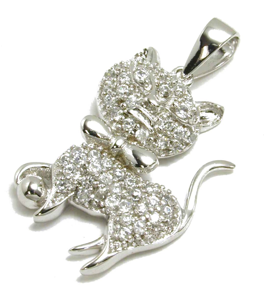 
Elegant Pave-set Cubic Zirconia Cubic Zirconia Cat Pendant
