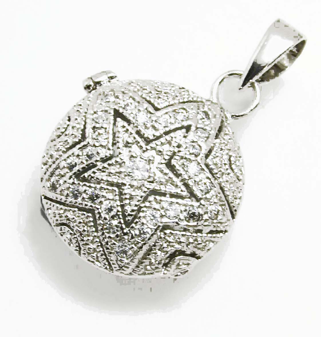 
Pave-set Cubic Zirconia Cubic Zirconia Star Round Locket Pendant
