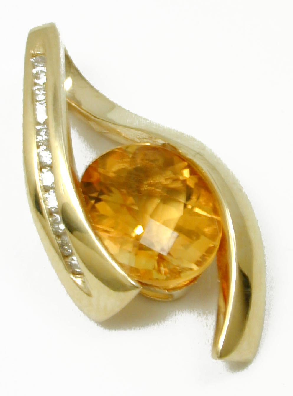 
Stunning Oval Citrine and Diamond Slide Pendant
