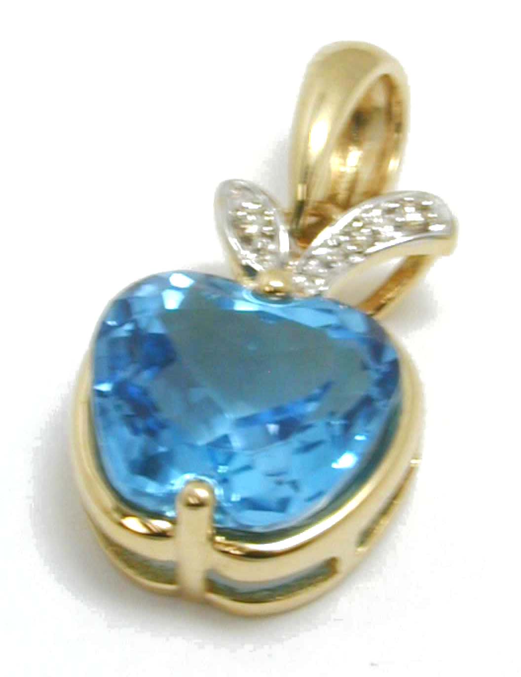 
3.00 ctw Blue Topaz and Diamond Apple Pendant 
