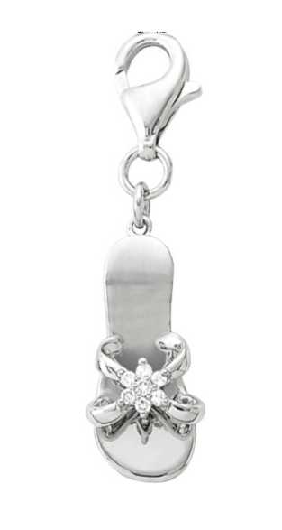 
14k White Sandal Round 1.5 mm Diamond Charm
