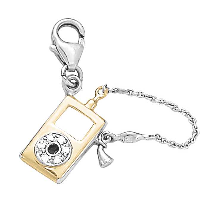 
14k Two-Tone IPod Round 1.5 mm Diamond Charm
