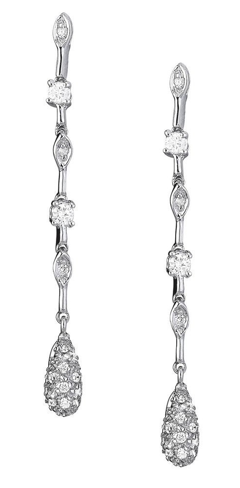 
14k White Pear Shape Drop Diamond Earrings
