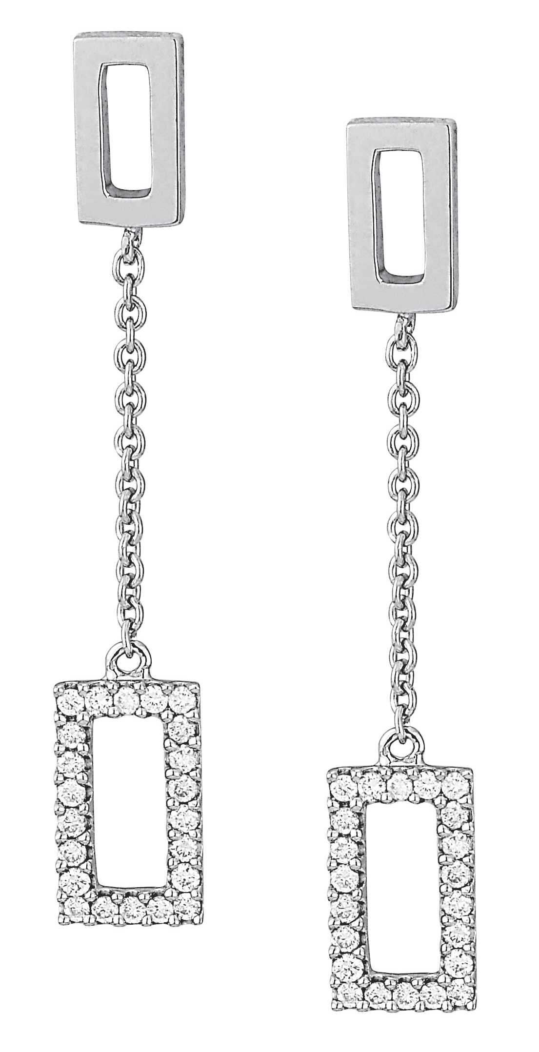 
14k White Elegant Square Drop Diamond Earrings
