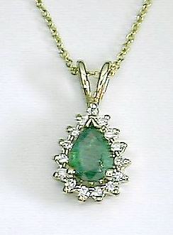 
Pear Columbian Emerald and Diamond Pendant
