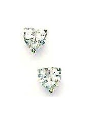 
14k White Gold 6 mm Heart Cubic Zirconia Friction-Back Post Stud Earrings
