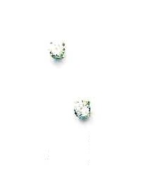 
14k White Gold 3 mm Round Cubic Zirconia Friction-Back Post Stud Earrings
