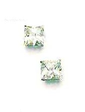 
14k White Gold 5 mm Square Cubic Zirconia Friction-Back Post Stud Earrings
