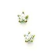 
14k Yellow Gold 4 mm Start Cubic Zirconia Friction-Back Post Stud Earrings
