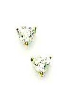 
14k Yellow Gold 5 mm Heart Cubic Zirconia Friction-Back Post Stud Earrings
