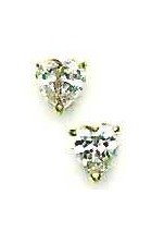 
14k Yellow Gold 6 mm Heart Cubic Zirconia Friction-Back Post Stud Earrings
