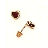 
14k Yellow Gold 4 mm Heart Dark-Red Cubic Zirconia Screw-Back Stud Earrings
