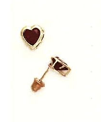 
14k Yellow Gold 5 mm Heart Dark-Red Cubic Zirconia Screw-Back Stud Earrings
