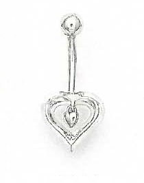 
14k White Open Heart Belly Ring
