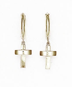 
14k White Drop Cross Hinged Earrings
