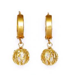 
14k Yellow Wired Ball Hinged Earrings
