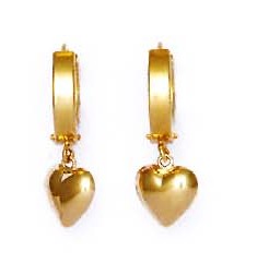 
14k Yellow Drop Heart Hinged Earrings
