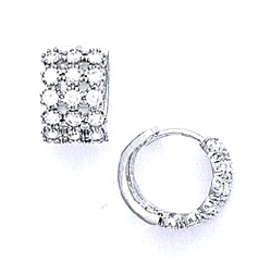 
14k White 2.5 mm Round Cubic Zirconia Hinged Earrings
