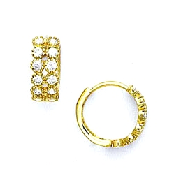 
14k Yellow 2.5 mm Round Cubic Zirconia Hinged Earrings
