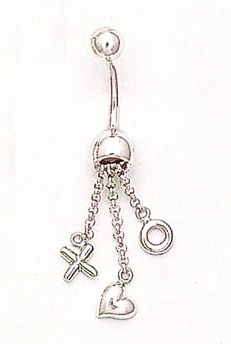 
14k White Gold X O Belly Ring
